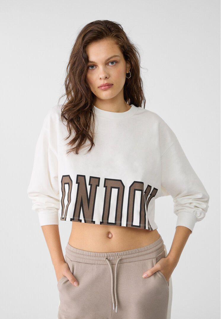Stradivarius Tricou Scurt London Ecru Xl