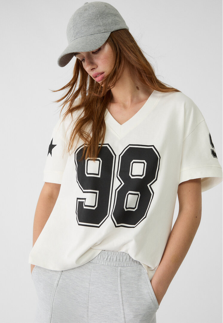 Stradivarius Tricou Relaxed Fit Cu Efect Prespălat Ecru S