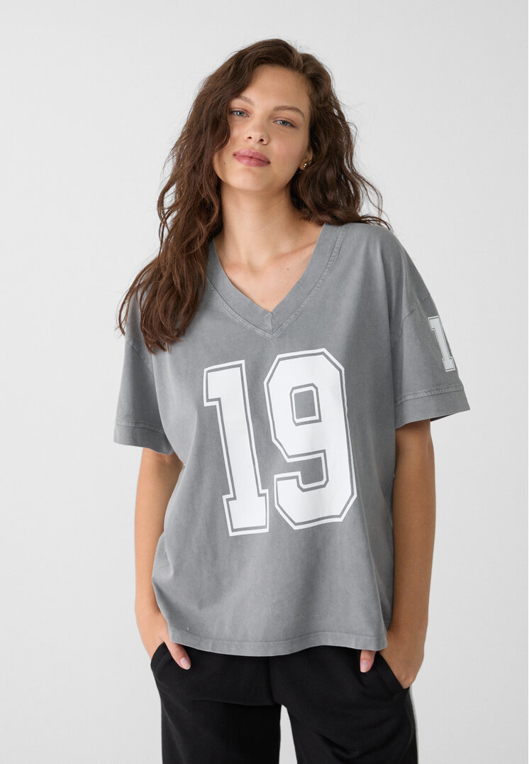 Stradivarius Tricou Relaxed Fit Cu Efect Prespălat Gri Închis M