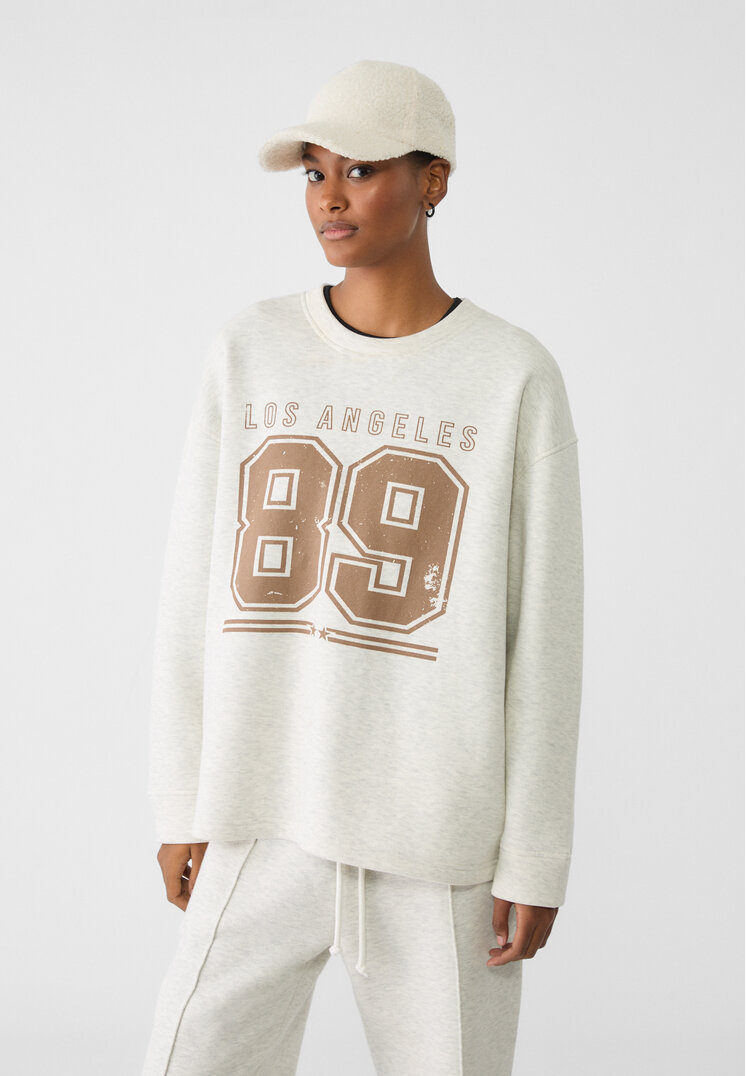 Stradivarius Hanorac Cu Imprimeu Los Angeles Transparent S
