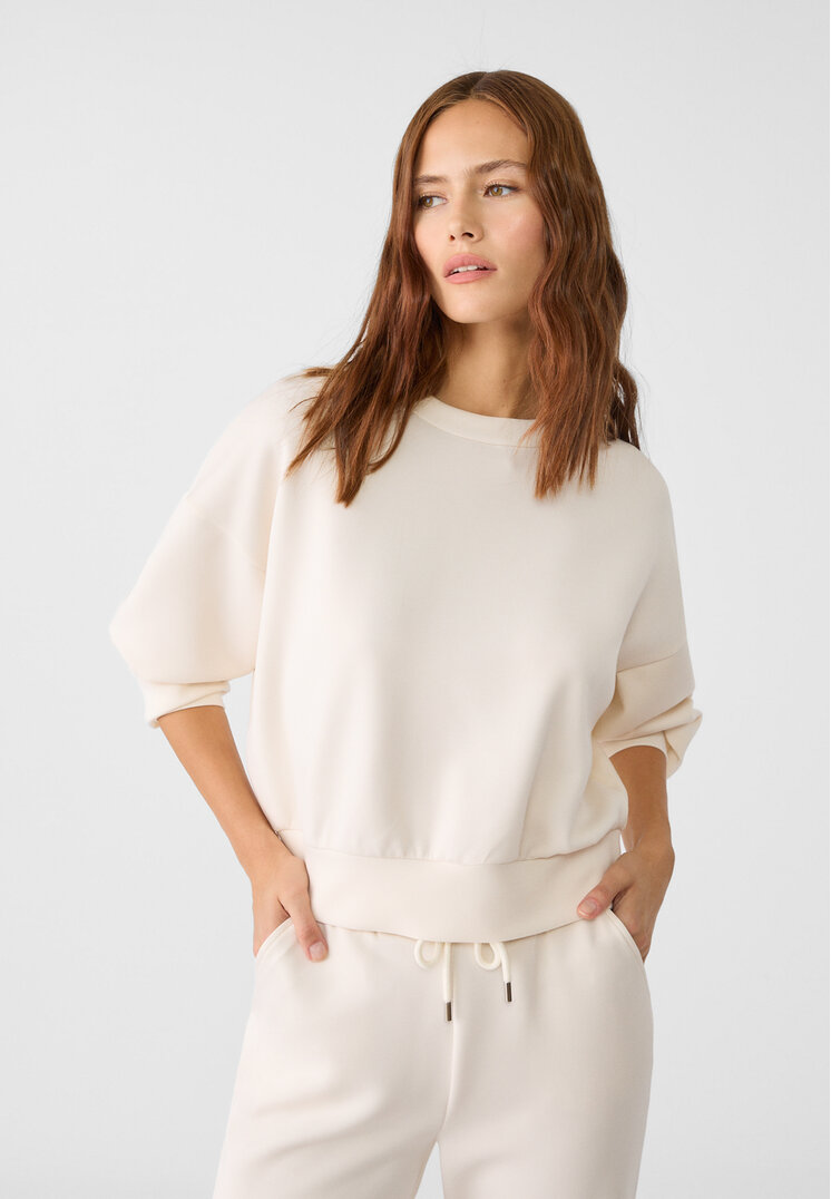 Stradivarius Hanorac Din Modal Fin Ecru Xs