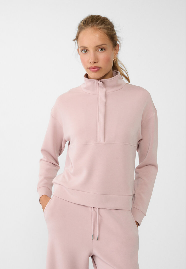 Stradivarius Hanorac Fermoar Soft Roz Pal M