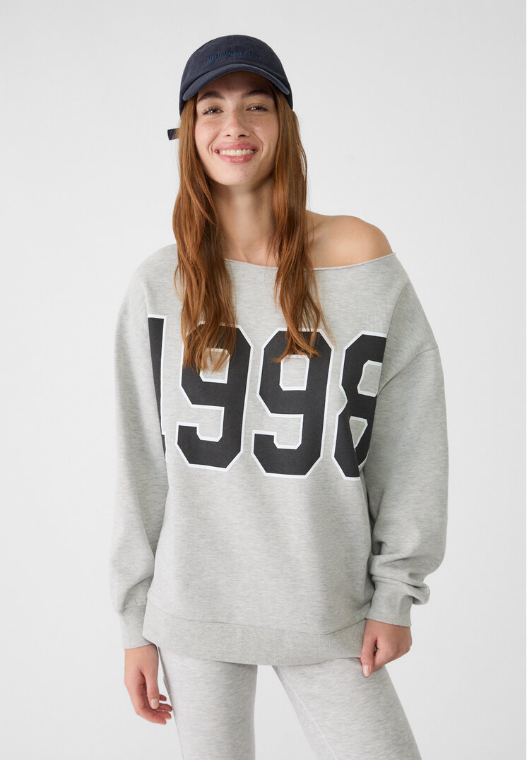 Stradivarius Hanorac Oversize Nyc Gri M