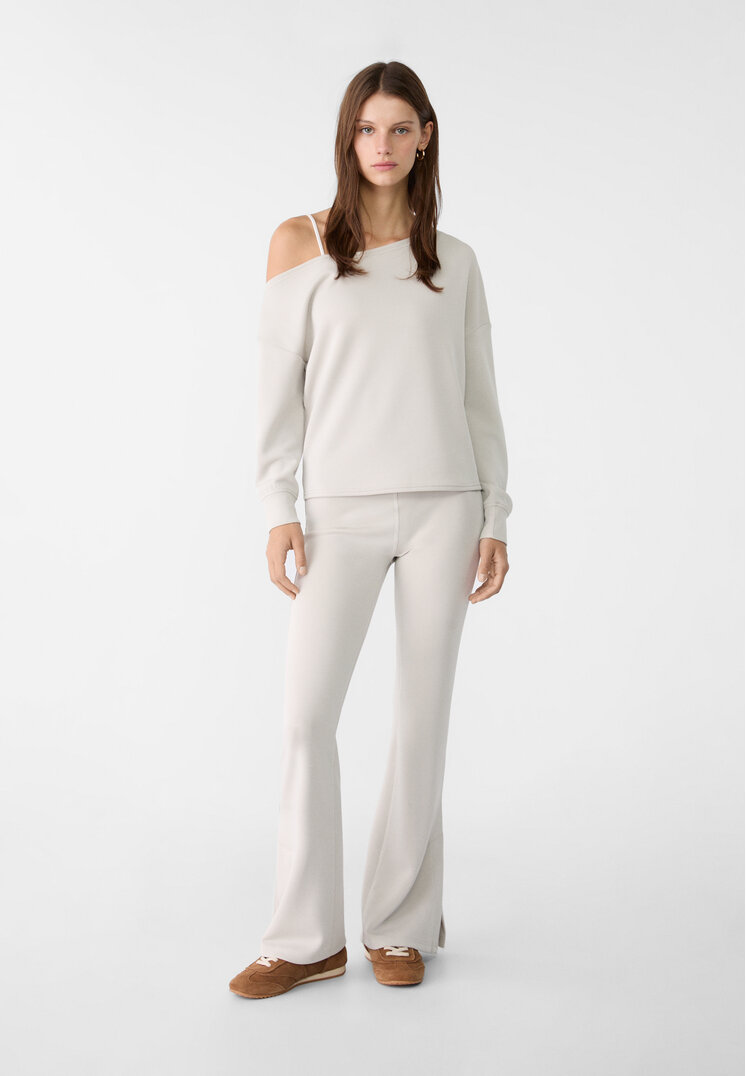 Stradivarius Pantaloni Evazați Fini Gri L