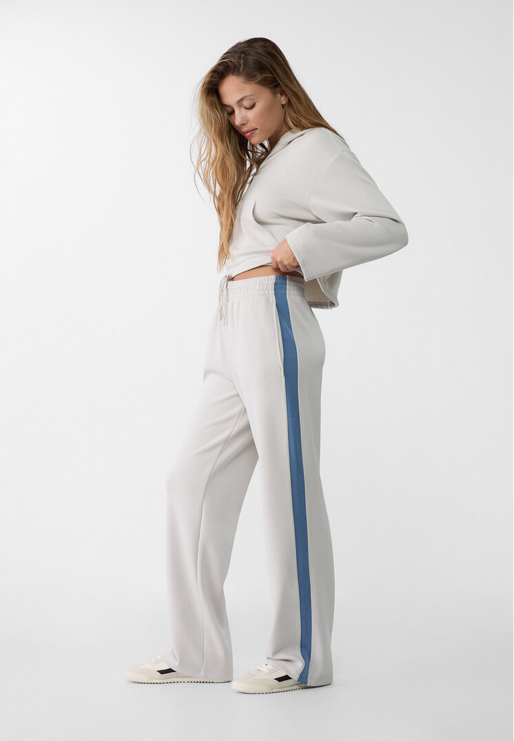 Stradivarius Pantaloni Straight Soft Gri M
