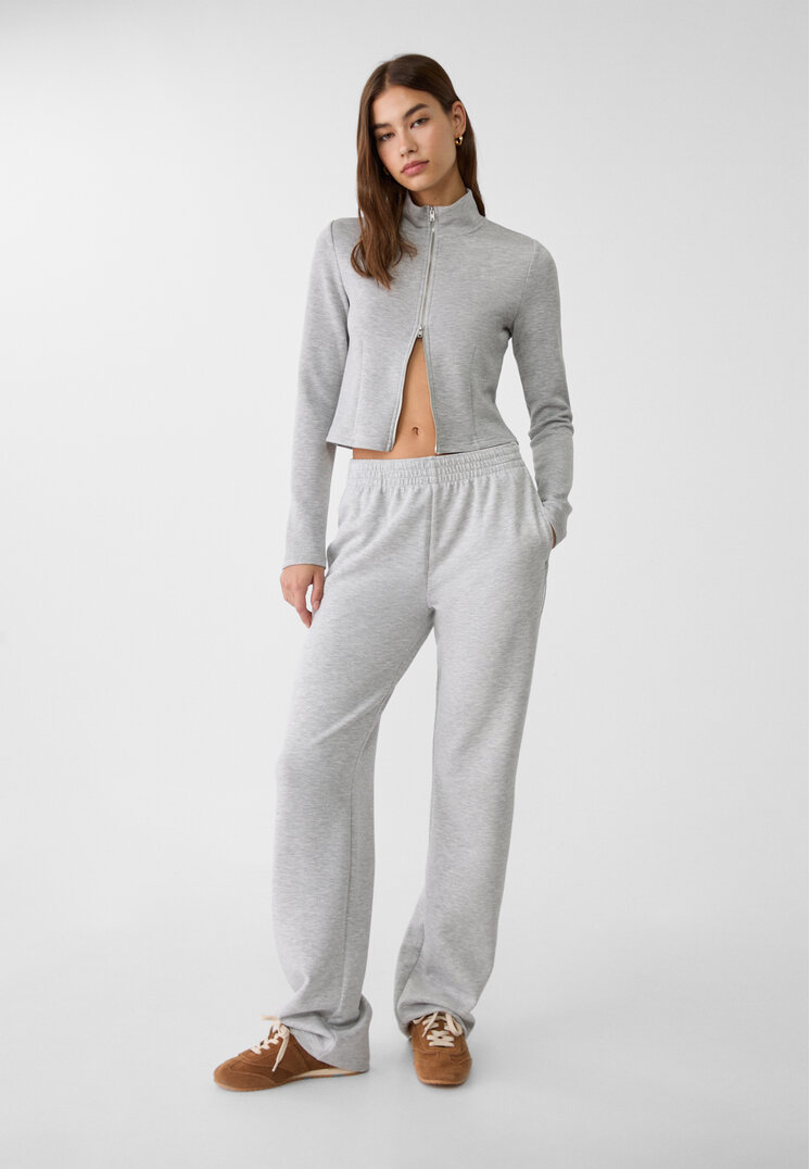 Stradivarius Pantaloni Straight Soft Gris Amestec S