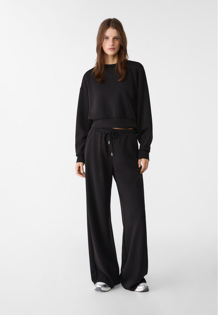 Stradivarius Pantaloni Palazzo Fini Negru S