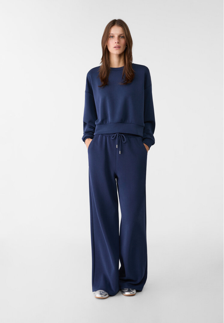 Stradivarius Pantaloni Palazzo Fini Bleumarin L