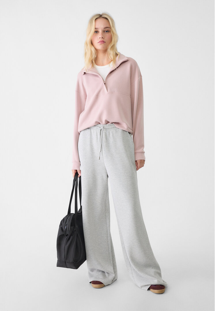 Stradivarius Pantaloni Palazzo Fini Gris Amestec Xl