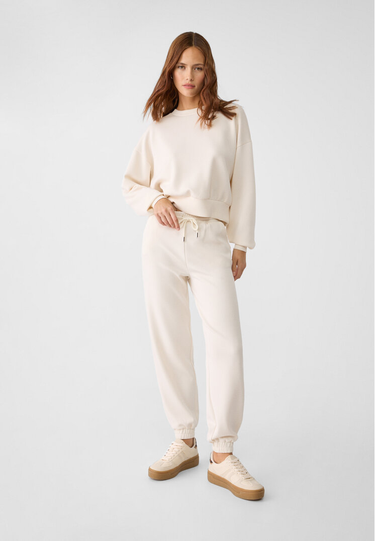 Stradivarius Pantaloni Jogger Fini Ecru M