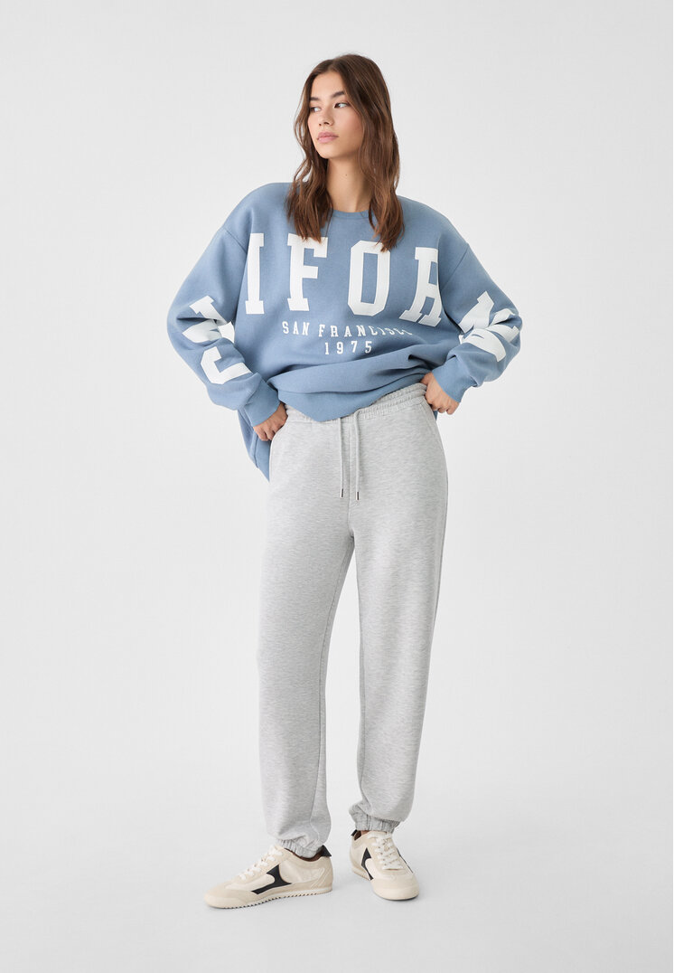 Stradivarius Miękkie spodnie jogger Popielaty XL