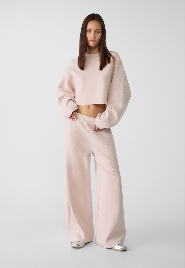 Stradivarius Pantaloni Largi Moi La Atingere Roz Pal Xl