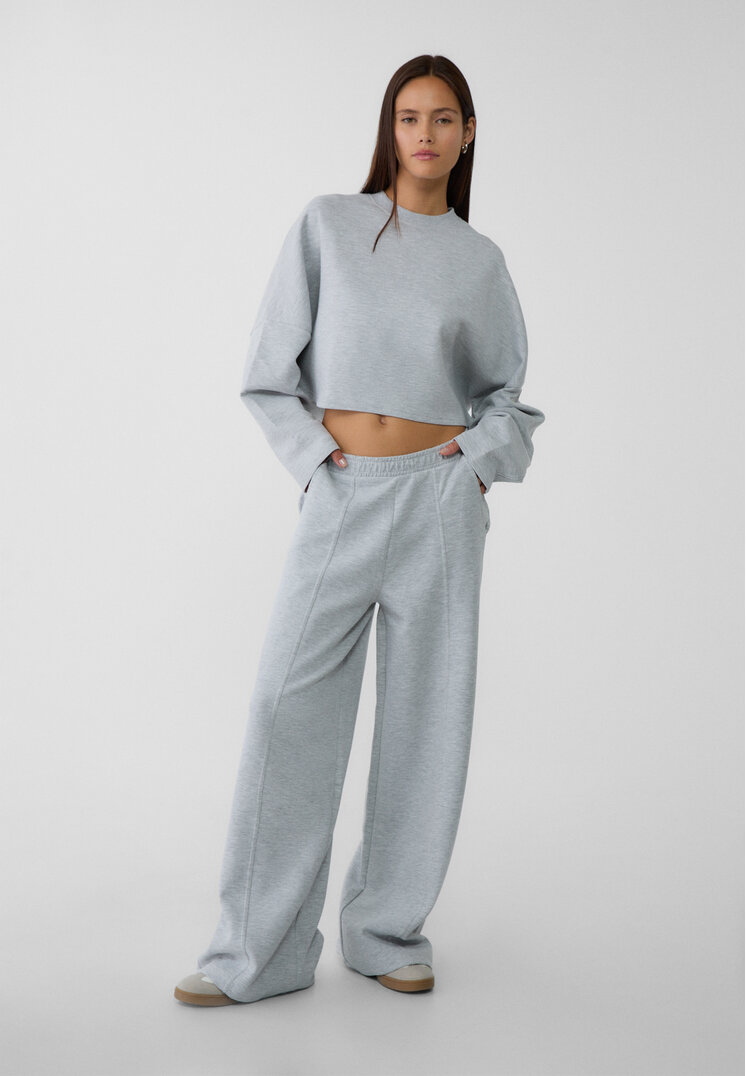 Stradivarius Pantaloni Largi Moi La Atingere Gris Amestec S
