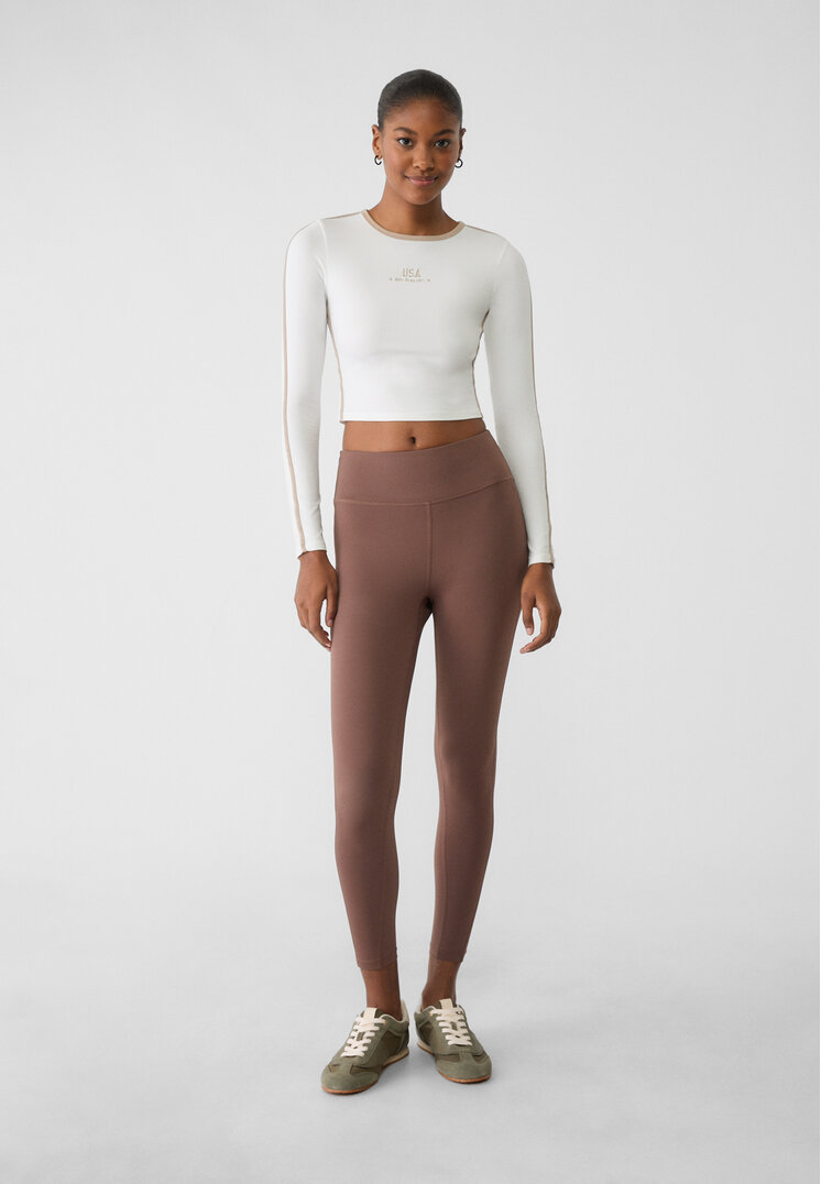 Stradivarius Pantaloni Leggings Sport Sculpt Maro Xl
