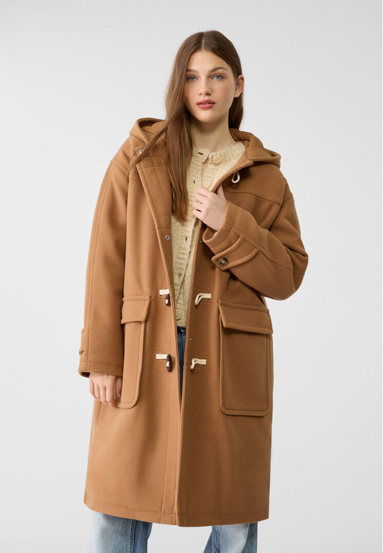 Stradivarius Palton Lung Tip Trenci Ocru L