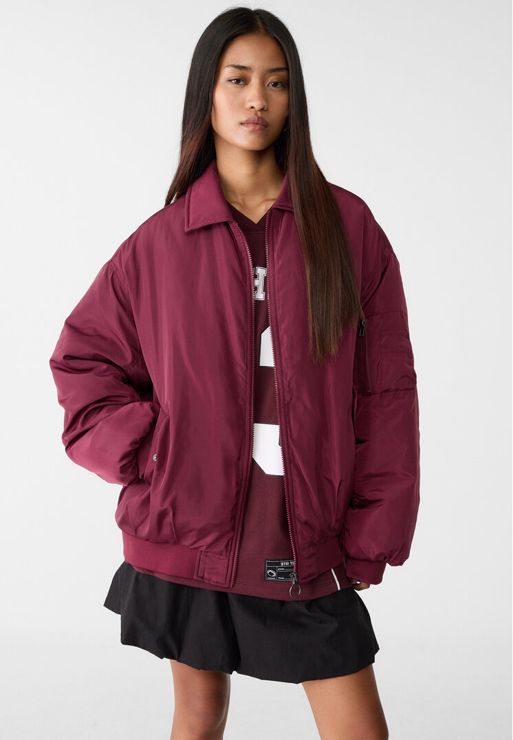 Stradivarius Geacă Bomber Simplă Grena S