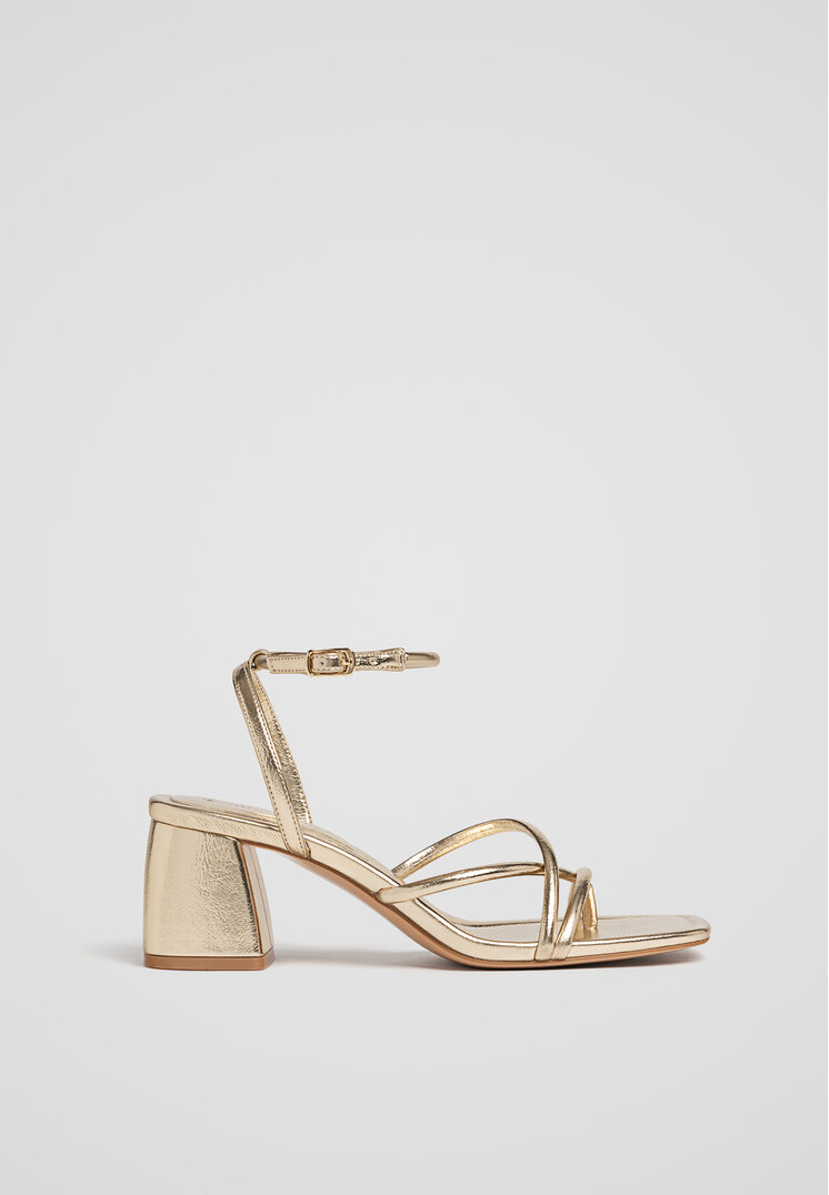 Stradivarius Sandale Barete Multiple Auriu 39