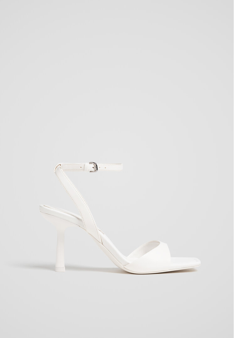 Stradivarius Sandale Cu Toc Subțire Ecru 40