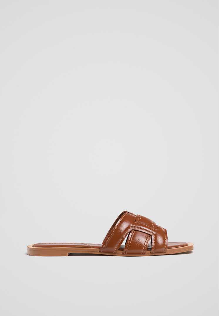 Stradivarius Sandale Joase Cu Barete Piele 37