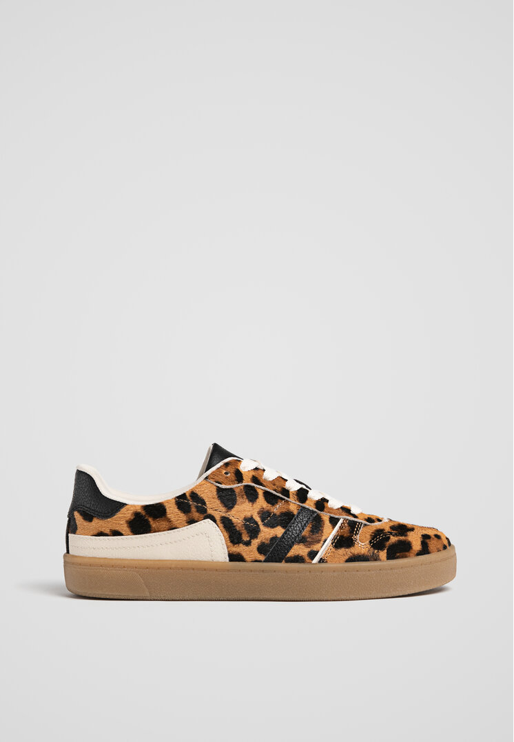 Stradivarius Pantofi Sport Din Piele Cu Imprimeu Leopard Combinat 37