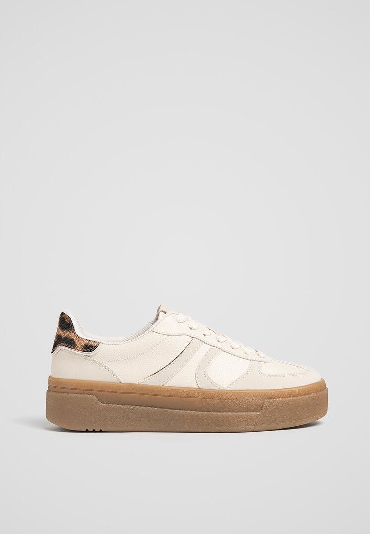 Stradivarius Pantofi Sport Flatform Bej 38