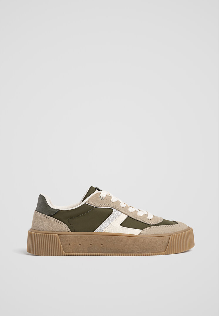 Stradivarius Pantofi Sport Tip Teniși Flatform Kaki 35