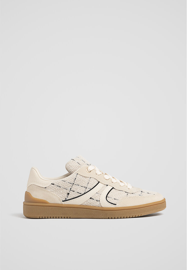 Stradivarius Pantofi Sport Cu Textură Ecru 37