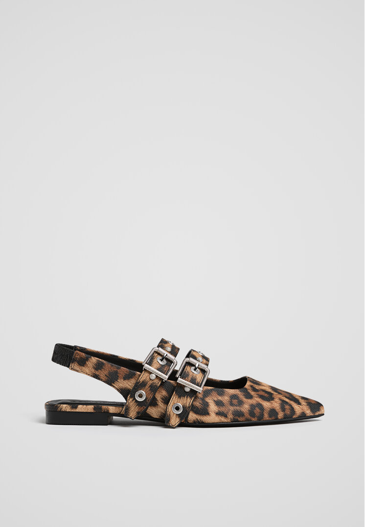 Stradivarius Pantofi Fără Toc Cu Imprimeu Leopard Combinat 38
