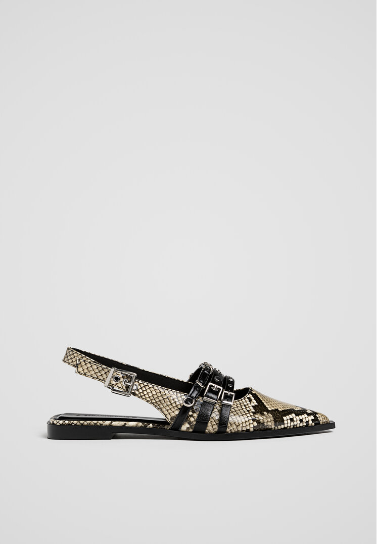 Stradivarius Pantofi Fără Toc Cu Barete Și Catarame Gri Perlat 36