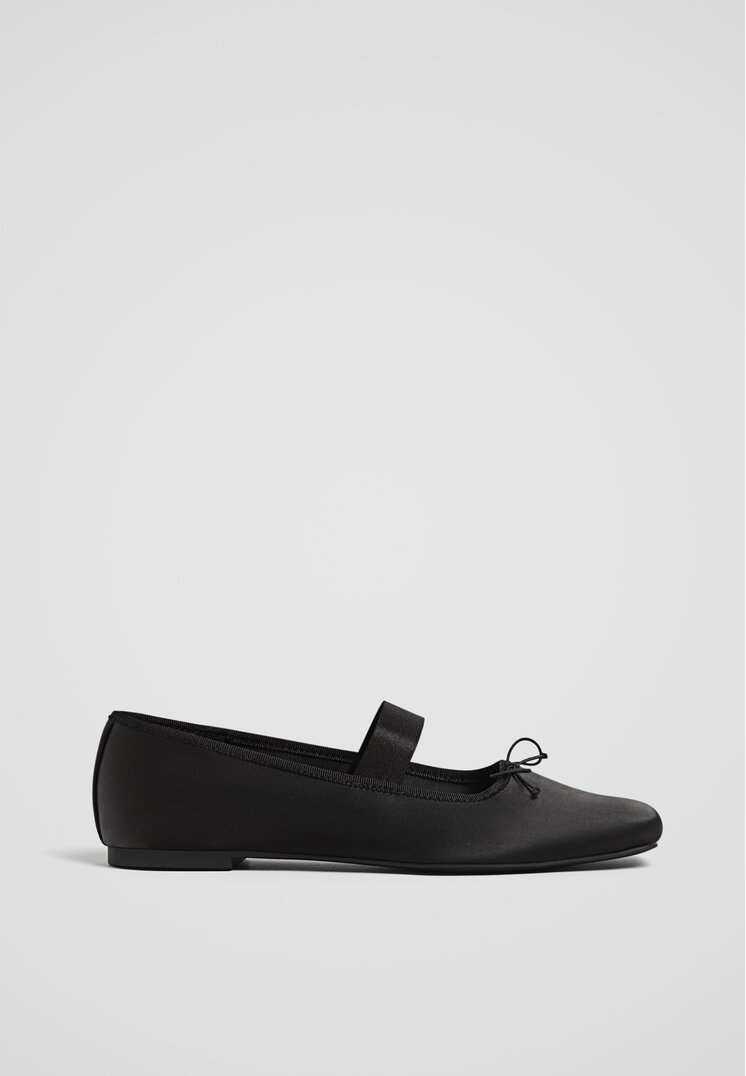 Stradivarius Balerini Din Satin Negru 37