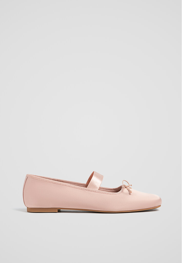 Stradivarius Balerini Din Satin Roz 41