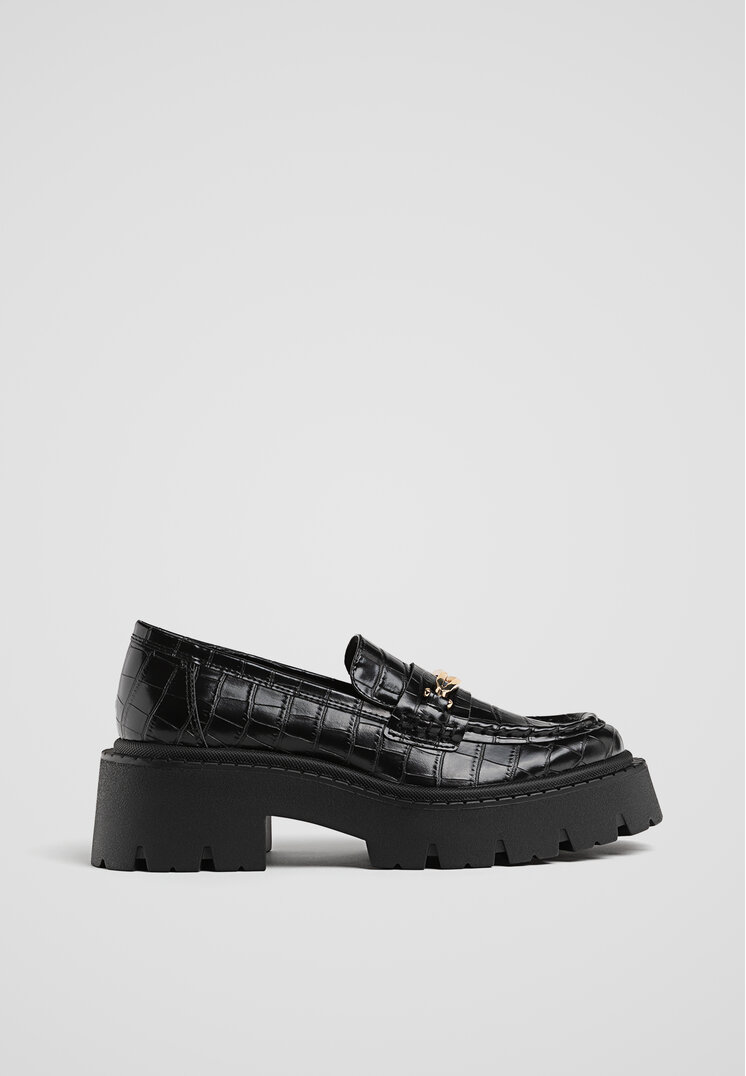 Stradivarius Mocasini Cu Talpă Track Negru 37