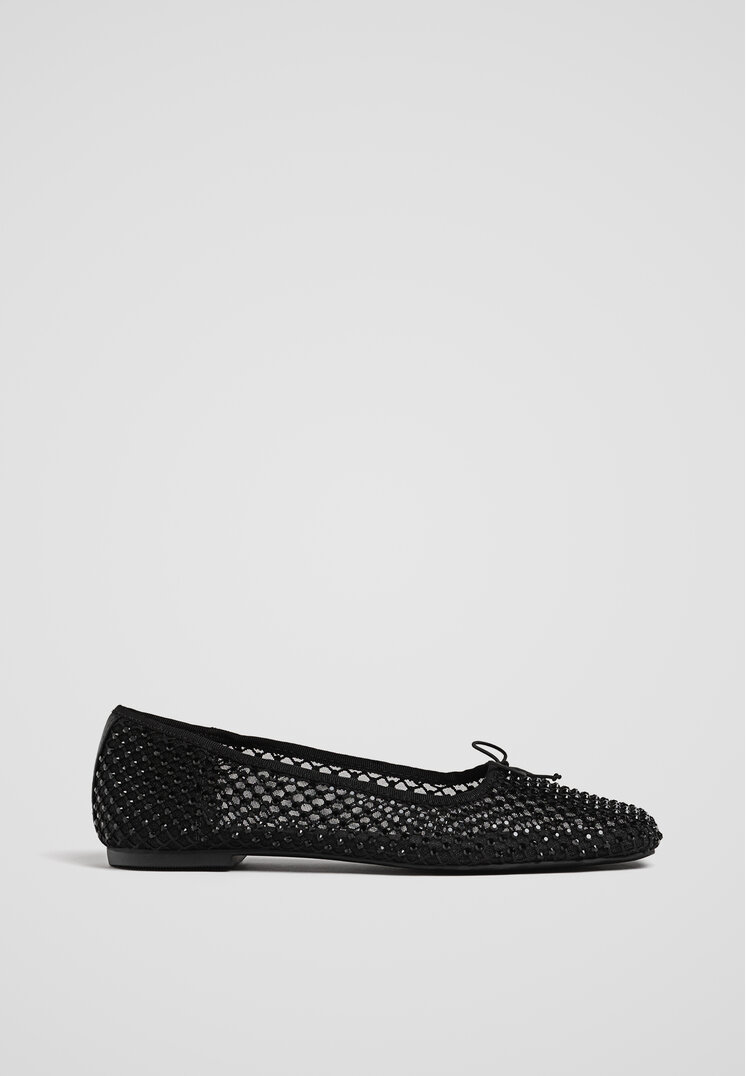 

Stradivarius Ballerinas mit Mesh und Glitzer SCHWARZ 36