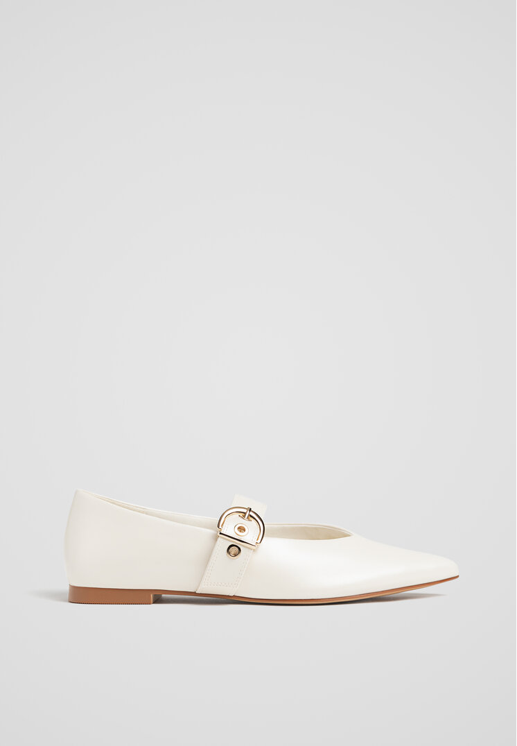 Stradivarius Balerini Cu Cataramă Ecru 37