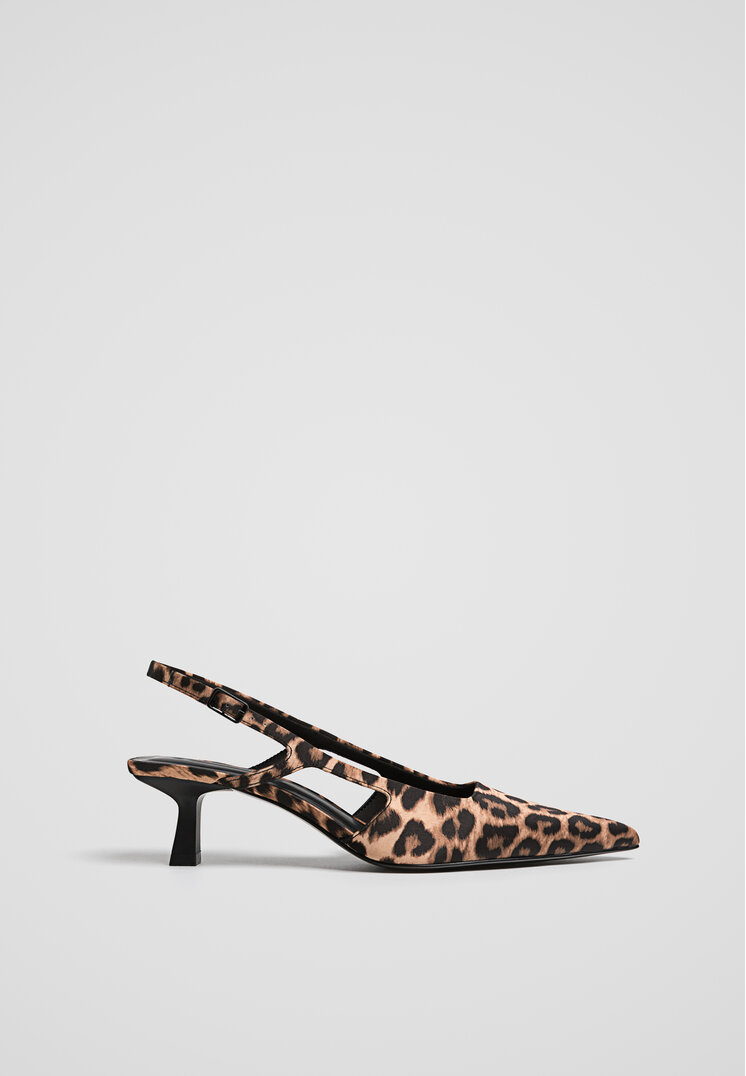 Stradivarius Pantofi Cu Toc Kitten Și Leopard Print Combinat 39