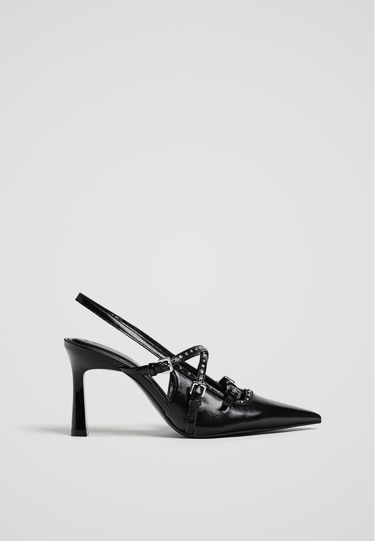 Stradivarius Pantofi Cu Toc Și Ținte Negru 37