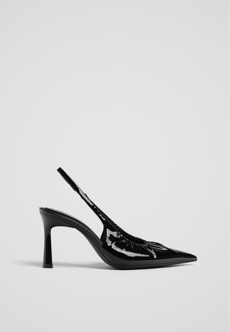 Stradivarius Pantofi Cu Toc Și Detaliu Încrețit Negru 36