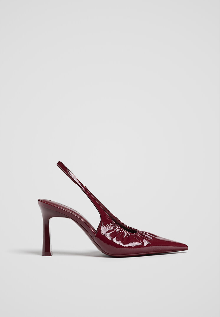 

Stradivarius Marszczone buty na obcasie Ciemnoczerwony 39