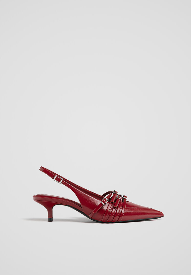 Stradivarius Pantofi Cu Toc, Barete Și Catarame Roșu 39