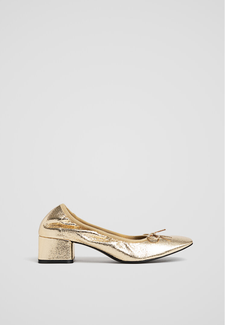 Stradivarius Balerini Soft Cu Toc Auriu 37