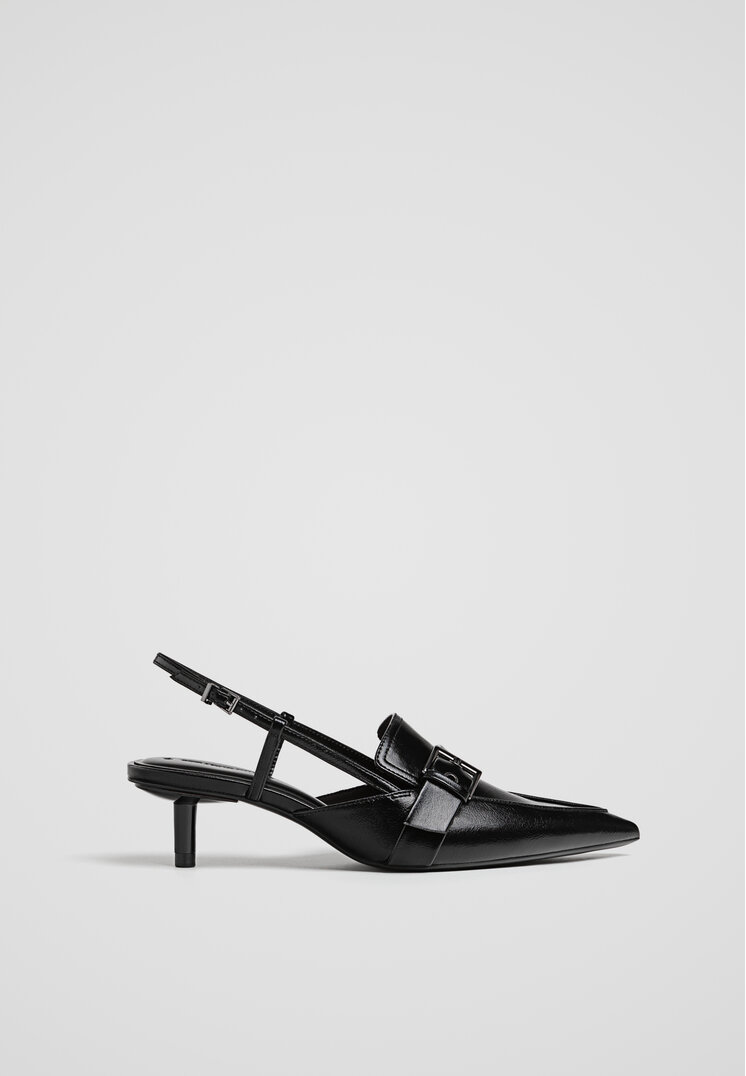 Stradivarius Pantofi Cu Toc Decupați La Spate Negru 39