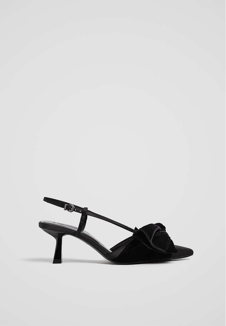 Stradivarius Pantofi Cu Toc Și Fundiță Negru 38