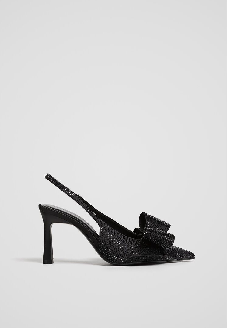 Stradivarius Pantofi Cu Toc Și Strasuri Negru 40