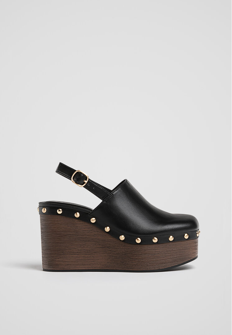 Stradivarius Sandale Cu Platformă Și Ținte Negru 39