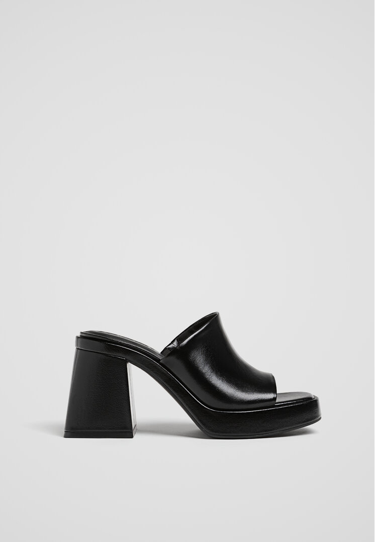 Stradivarius Sandale Cu Toc Și Platformă Negru 41