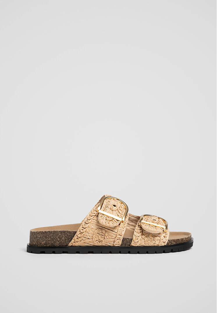Stradivarius Sandale Fără Toc Stil Rustic Bej 38