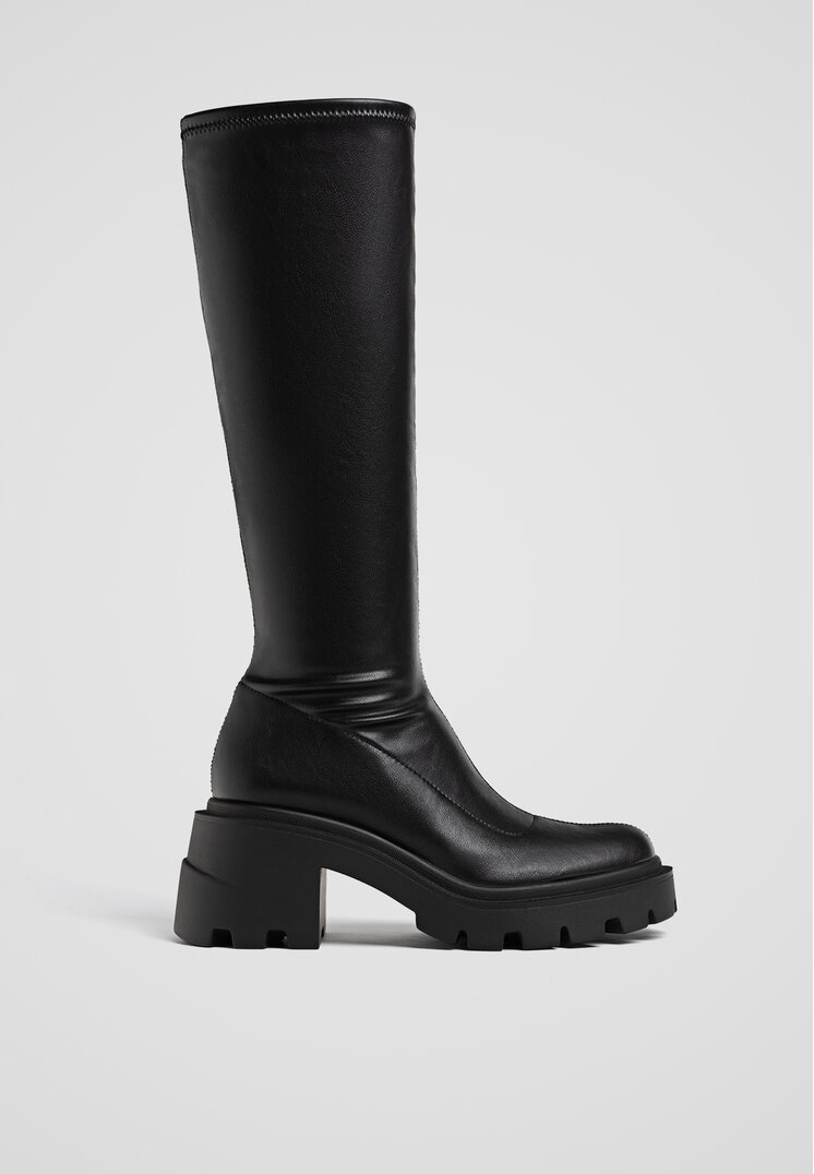 Stradivarius Cizme Cu Toc Și Platformă Negru 36