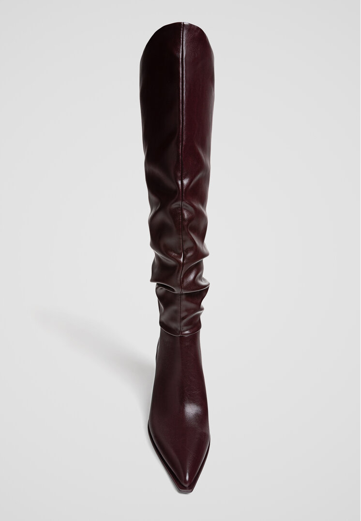 Stradivarius High-heel slouchy knee-high boots  BURGUNDY  8
