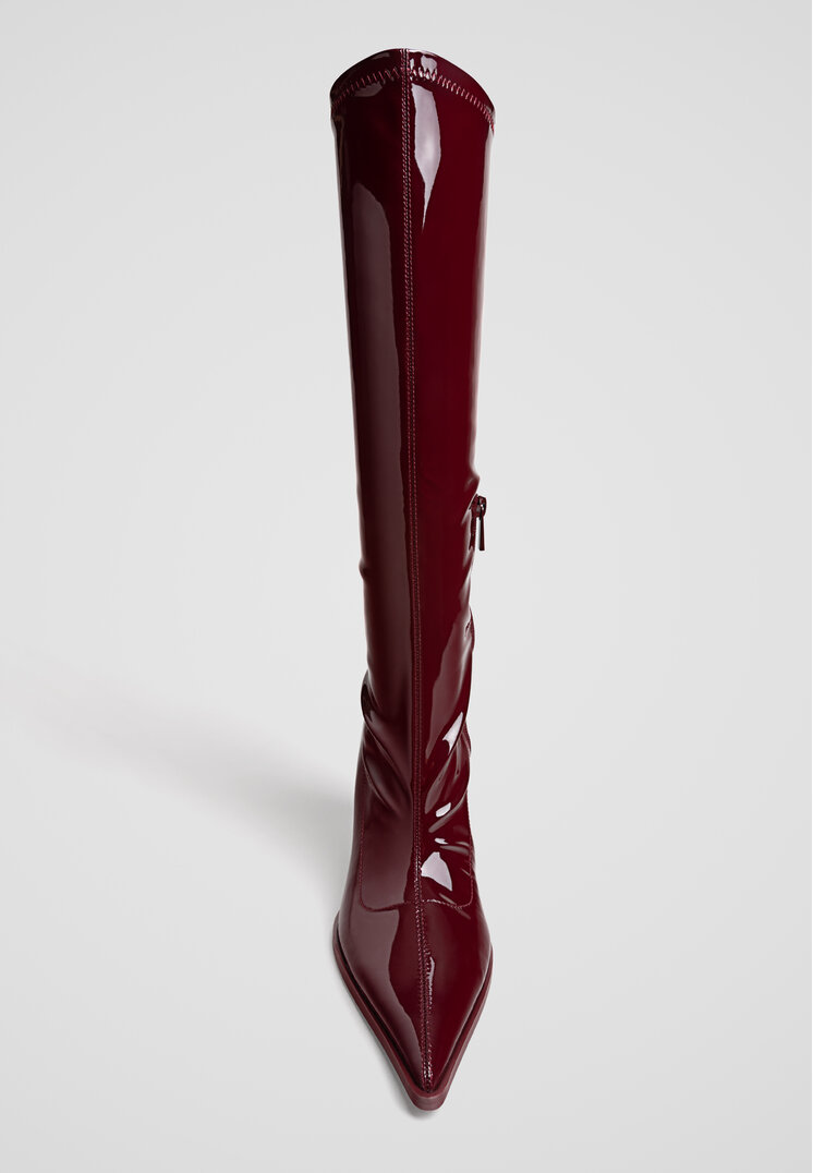 Stradivarius Knee-high boots with stiletto heels  BURGUNDY  5