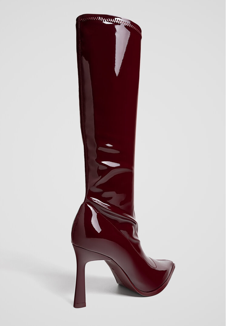 Stradivarius Knee-high boots with stiletto heels  BURGUNDY  5